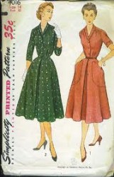 4016 1952 POCKETS OR NOT COLLAR FLARE SS-LS DRESS PATTERN 18 36